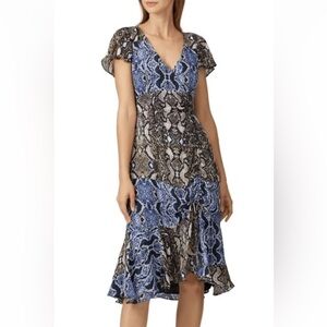 Parker Delia Silk Multicolor Snake Print Dress sz S